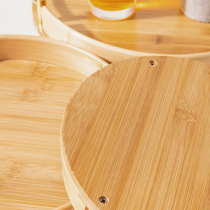 Round Bamboo Tray Durable for Home Kitchen Restaurant Serving Tea Food Snacks