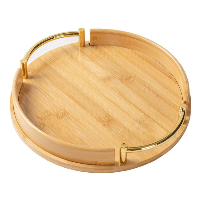 Round Bamboo Tray Durable for Home Kitchen Restaurant Serving Tea Food Snacks
