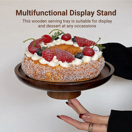 Minimalist Bamboo High-Legged Tray Sturdy for Home Kitchen Party Serving Dessert