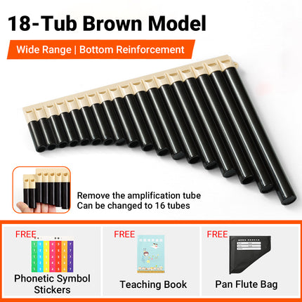 18 Pipe Pan Flute C Tuned Beginner Professional Instrument for Students