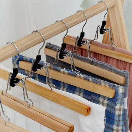 5pcs Skirt Clips Wooden Trouser Clips for Closet Wardrobe Clothing Organization