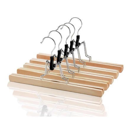 5pcs Skirt Clips Wooden Trouser Clips for Closet Wardrobe Clothing Organization