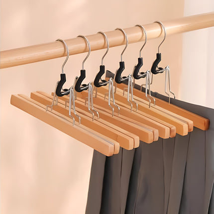 5pcs Skirt Clips Wooden Trouser Clips for Closet Wardrobe Clothing Organization
