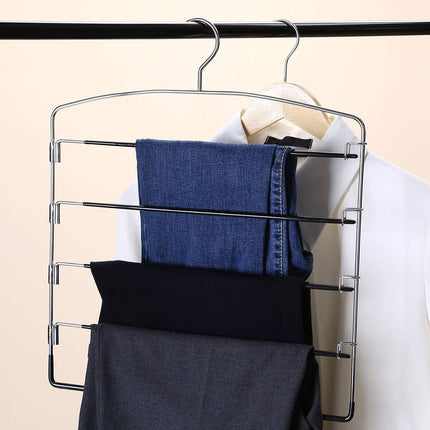 4pcs 5Tier Trouser Rack Multi Tier Pants Hanger Clothes Storage Space Saving