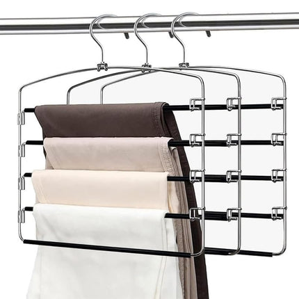 4pcs 5Tier Trouser Rack Multi Tier Pants Hanger Clothes Storage Space Saving
