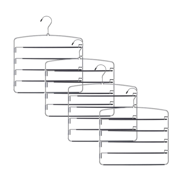 4pcs 5Tier Trouser Rack Multi Tier Pants Hanger Clothes Storage Space Saving