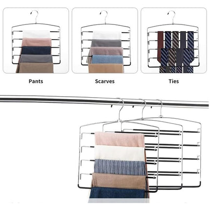 4pcs 5Tier Trouser Rack Multi Tier Pants Hanger Clothes Storage Space Saving