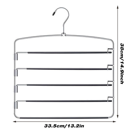 4pcs 5Tier Trouser Rack Multi Tier Pants Hanger Clothes Storage Space Saving