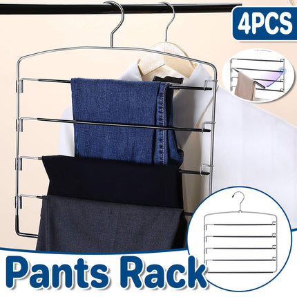 4pcs 5Tier Trouser Rack Multi Tier Pants Hanger Clothes Storage Space Saving