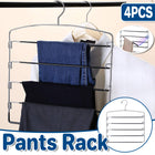 4pcs 5Tier Trouser Rack Multi Tier Pants Hanger Clothes Storage Space Saving