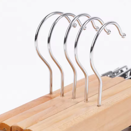 10pcs Pants Rack Skirt Clip Wooden Pants Clip Wardrobe Storage Hanger Organizer