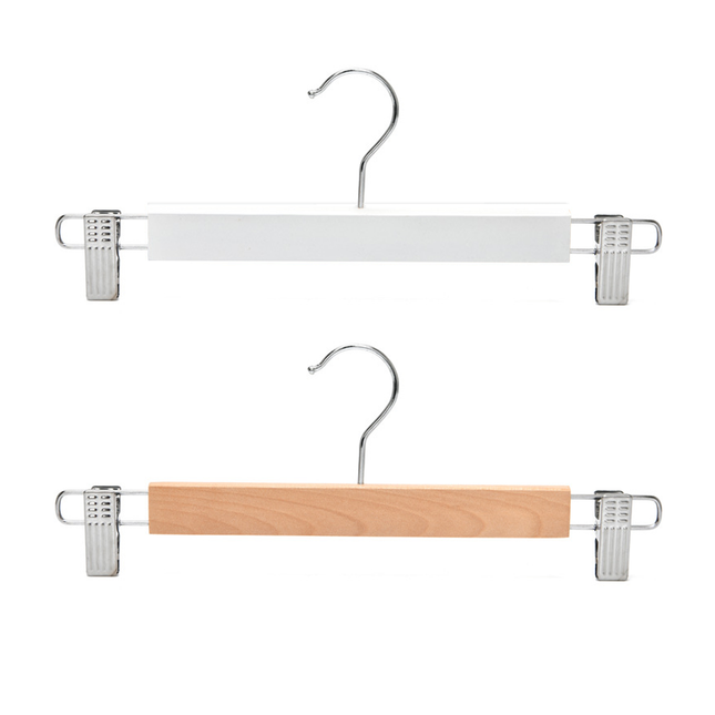 10pcs Pants Rack Skirt Clip Wooden Pants Clip Wardrobe Storage Hanger Organizer