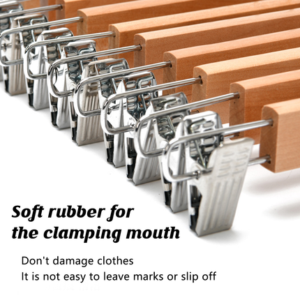 10pcs Pants Rack Skirt Clip Wooden Pants Clip Wardrobe Storage Hanger Organizer