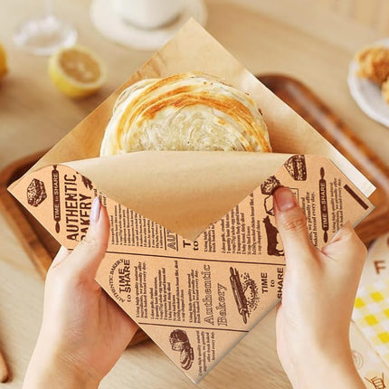 100PCS Bread Sandwiches Packing Paper Bags Food Grade Oil Proof Water Resistant