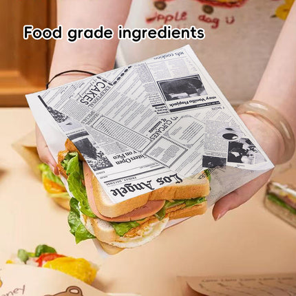 100PCS Bread Sandwiches Packing Paper Bags Food Grade Oil Proof Water Resistant
