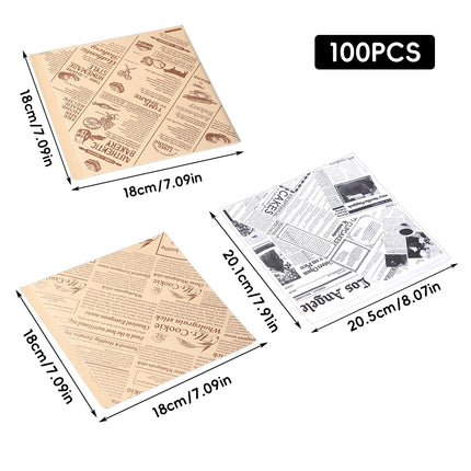 100PCS Bread Sandwiches Packing Paper Bags Food Grade Oil Proof Water Resistant