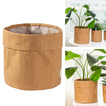 3pcs Kraft Paper Storage Baskets with Water Resistant Lining for Home Organisation