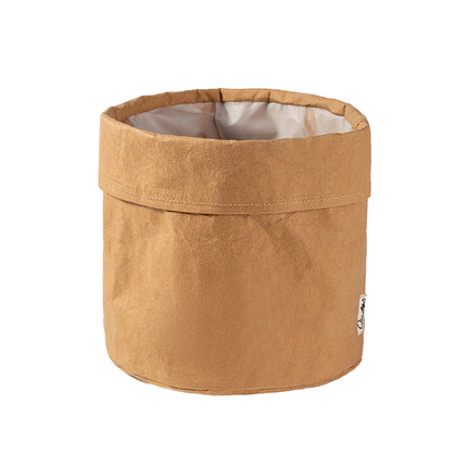 3pcs Kraft Paper Storage Baskets with Water Resistant Lining for Home Organisation