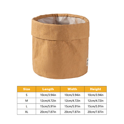 3pcs Kraft Paper Storage Baskets with Water Resistant Lining for Home Organisation