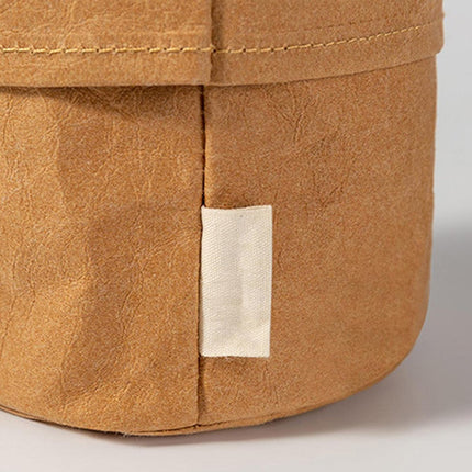 3pcs Kraft Paper Storage Baskets with Water Resistant Lining for Home Organisation