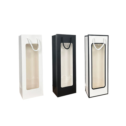 30PCS Wine Gift Bags with Clear Window and Drawstring for Bottle Packaging Use