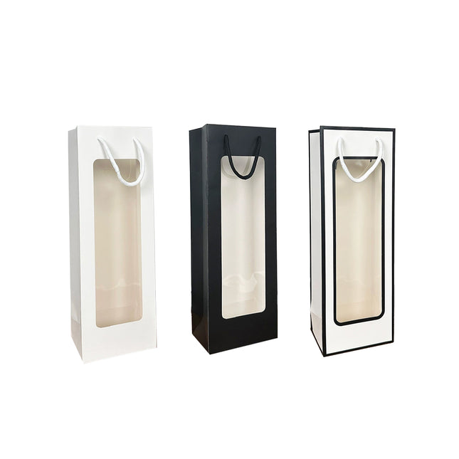 30PCS Wine Gift Bags with Clear Window and Drawstring for Bottle Packaging Use