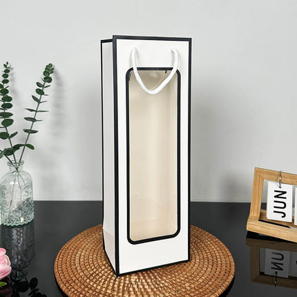 30PCS Wine Gift Bags with Clear Window and Drawstring for Bottle Packaging Use