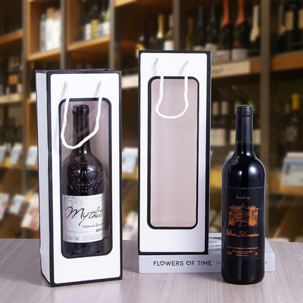 30PCS Wine Gift Bags with Clear Window and Drawstring for Bottle Packaging Use