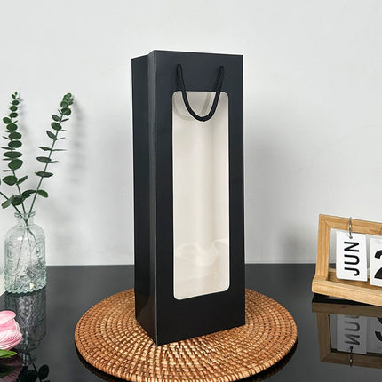 30PCS Wine Gift Bags with Clear Window and Drawstring for Bottle Packaging Use
