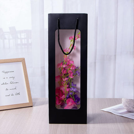 30PCS Wine Gift Bags with Clear Window and Drawstring for Bottle Packaging Use