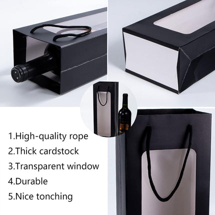 30PCS Wine Gift Bags with Clear Window and Drawstring for Bottle Packaging Use