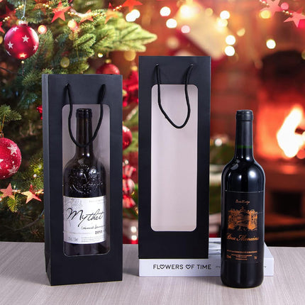 30PCS Wine Gift Bags with Clear Window and Drawstring for Bottle Packaging Use