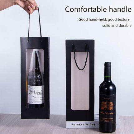 30PCS Wine Gift Bags with Clear Window and Drawstring for Bottle Packaging Use