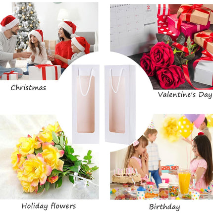 30PCS Wine Gift Bags with Clear Window and Drawstring for Bottle Packaging Use