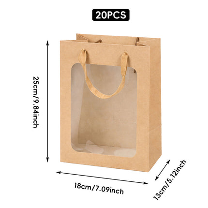 Window Paper Gift Bags 20 Pack 4 Colours