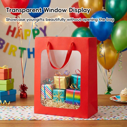 Window Paper Gift Bags 20 Pack 4 Colours