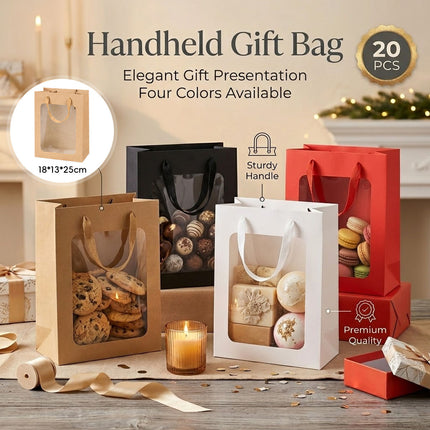 Window Paper Gift Bags 20 Pack 4 Colours