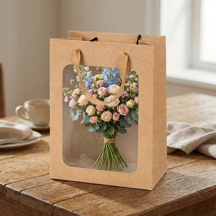 Window Paper Gift Bags 20 Pack 4 Colours