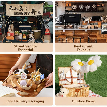 50PCS Paper Bowls Soup Noodle Snack Bowls Food-Grade for Party Takeaway Food Use