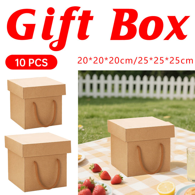10PCS Kraft Paper Gift Box Recyclable Durable for Birthday Christmas Wedding