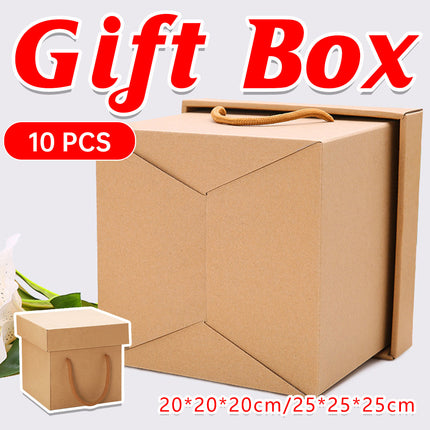 10PCS Kraft Paper Gift Box Recyclable Durable for Birthday Christmas Wedding