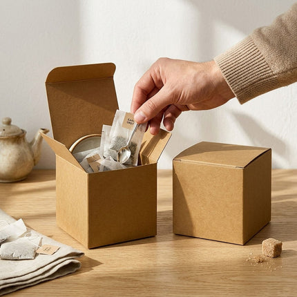 Kraft Paper Cube Gift Boxes 50 Pack 7cm or 10cm