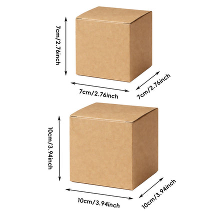 Kraft Paper Cube Gift Boxes 50 Pack 7cm or 10cm