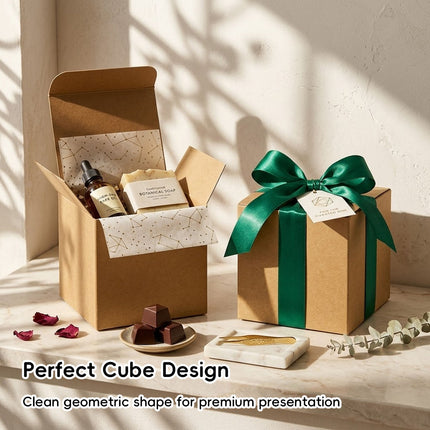 Kraft Paper Cube Gift Boxes 50 Pack 7cm or 10cm