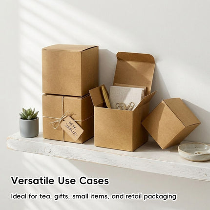 Kraft Paper Cube Gift Boxes 50 Pack 7cm or 10cm