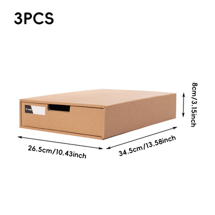 3PCS Kraft Paper Storage Box Office Desk Organizer File Document Storage Use