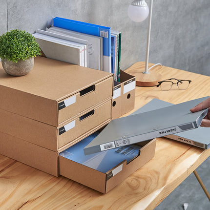 3PCS Kraft Paper Storage Box Office Desk Organizer File Document Storage Use