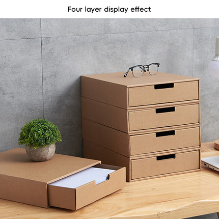 3PCS Kraft Paper Storage Box Office Desk Organizer File Document Storage Use