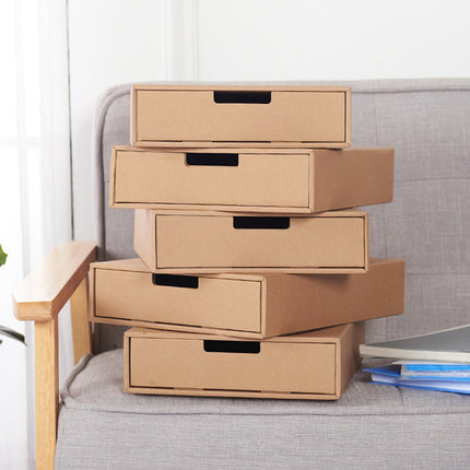 3PCS Kraft Paper Storage Box Office Desk Organizer File Document Storage Use