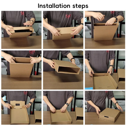 3PCS Kraft Paper Storage Box Office Desk Organizer File Document Storage Use